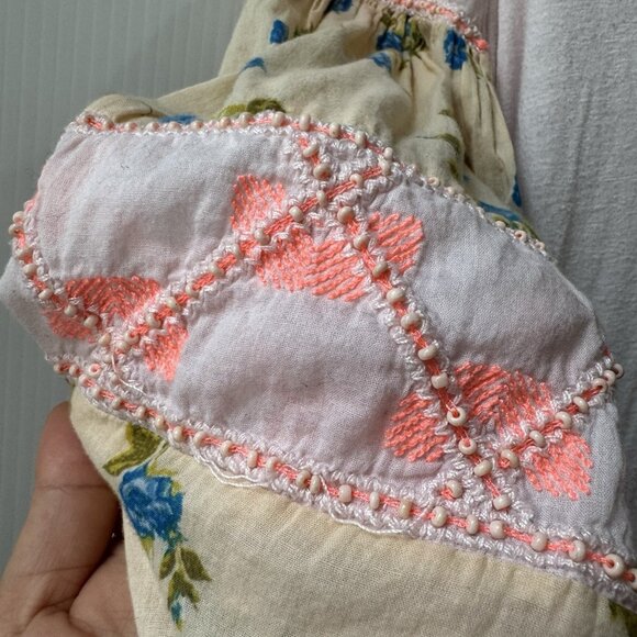 Free People Women Mix It Up Mini Tunic Dress XS Floral Boho Romantic Hippie - Picture 4 of 14